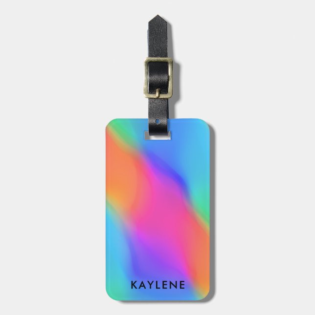 Vivid Holographic Personalised Luggage Tag (Front Vertical)