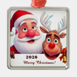 Vivid illustrated characters depicting a cheerful metal ornament