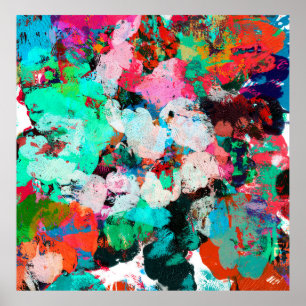 Vivid im of the paint blots concept in shabby grun poster