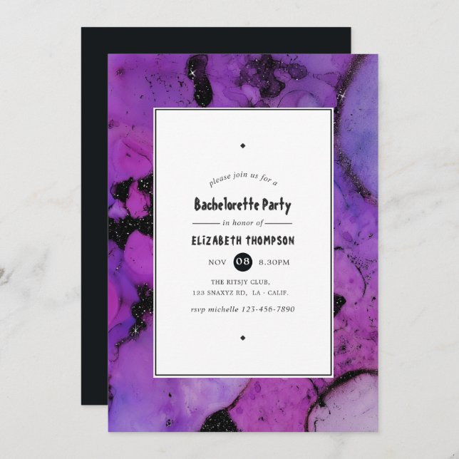 Vivid Ink Splash Bachelorette Party Invitation (Front/Back)
