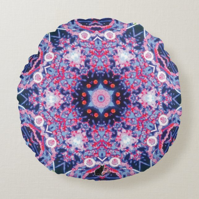 Vivid Kaleidoscope  Round Cushion (Front)