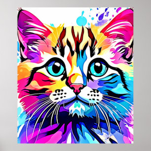 Vivid Kitty Vibes Design Poster