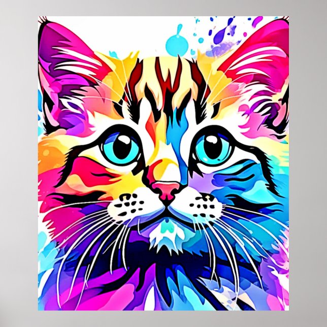 Vivid Kitty Vibes Design Poster (Front)