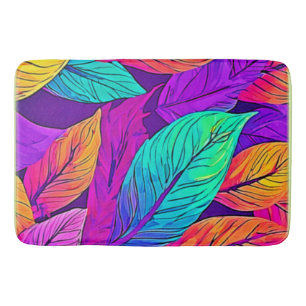 Vivid Leaf Pattern Bath Mat