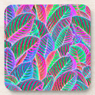 Vivid Leaf Pattern Design Coaster