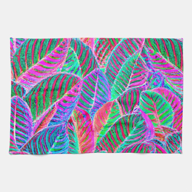 Vivid Leaf Pattern Design Tea Towel (Horizontal)