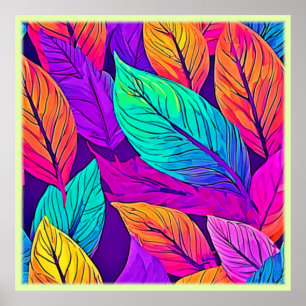 Vivid Leaf Pattern Poster