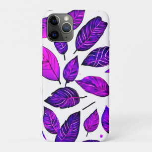 Vivid Leaves Cartoons: Purple Pink & Blue iPhone 11 Pro Case