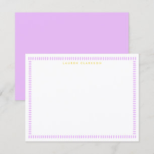 Vivid Lilac Hand Painted Striped Frame Note Card