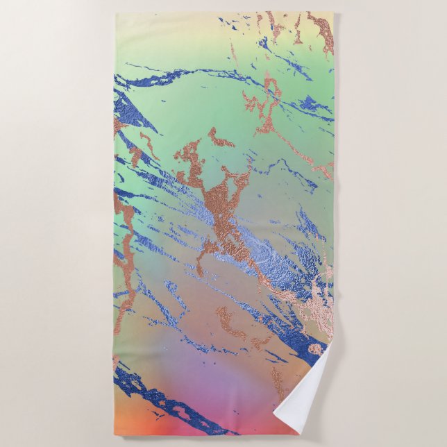 Vivid Marble | Colourful Bold Pastel Watercolor Beach Towel (Front)