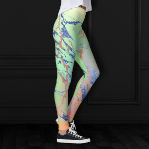 Vivid Marble   Colourful Bold Pastel Watercolor Leggings