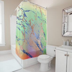 Vivid Marble   Colourful Bold Pastel Watercolor Shower Curtain