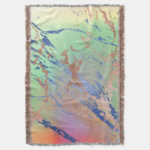 Vivid Marble Colourful Bold Pastel Watercolor Throw Blanket