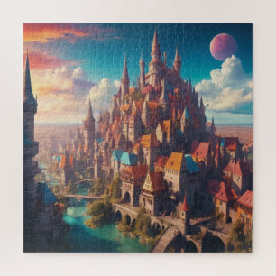 Vivid Medieval Fantasy City Jigsaw Puzzle