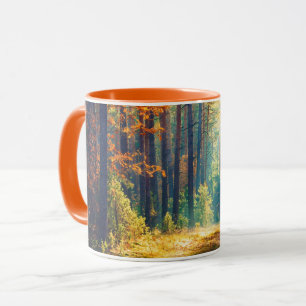 Vivid Morning In Colourful Forest With Sun Rays Mug