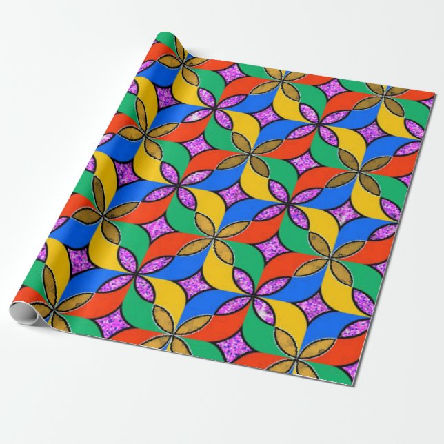 Vivid Multicolor 3D Design Matte Wrapping Paper" Paper (Unrolled)