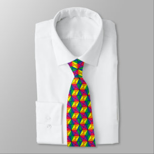 Vivid multicolored geometric pattern tie