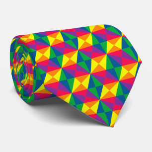 Vivid multicolored geometric pattern tie