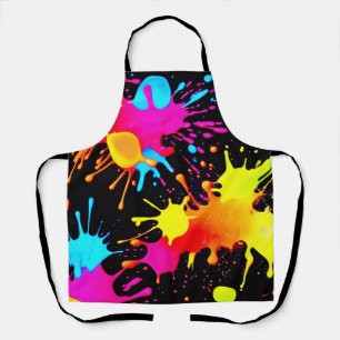 Vivid Neon Abstract Art in Motion Apron