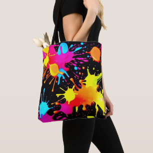 Vivid Neon Abstract Art in Motion Tote Bag
