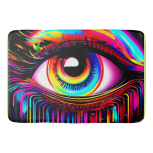Vivid Neon Eye with Melting Colours Bath Mat