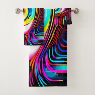 Vivid Neon Eye with Melting Colours Bath Towel Set