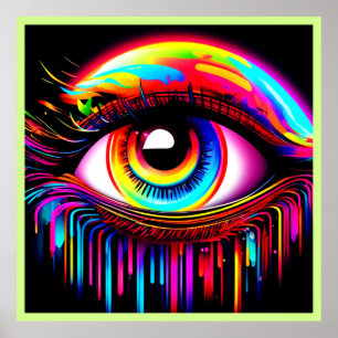 Vivid Neon Eye with Melting Colours Poster