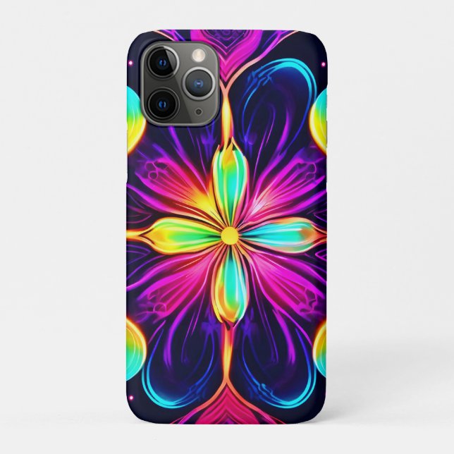 Vivid Neon Floral Mandala Art Case-Mate iPhone Case (Back)