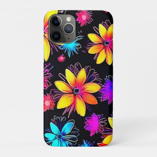 Vivid Neon Floral Pattern iPhone 11 Pro Case