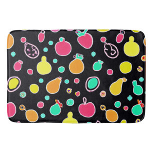 Vivid Neon Fruitful Pattern Bath Mat