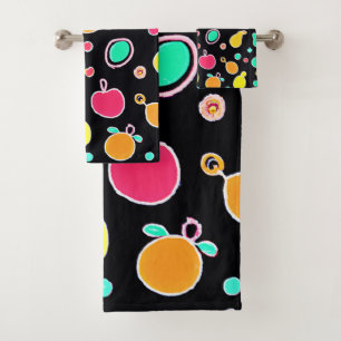 Vivid Neon Fruitful Pattern Bath Towel Set