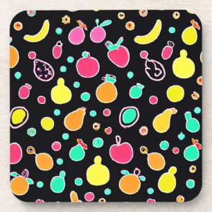 Vivid Neon Fruitful Pattern Coaster