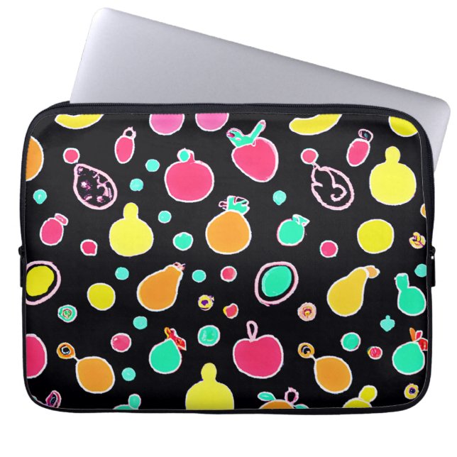 Vivid Neon Fruitful Pattern Laptop Sleeve (Front)
