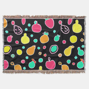 Vivid Neon Fruitful Pattern Throw Blanket