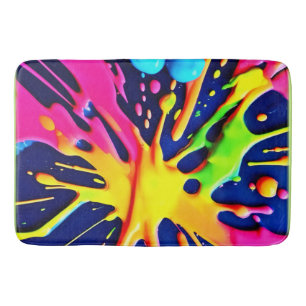 Vivid Neon Splashes Bath Mat