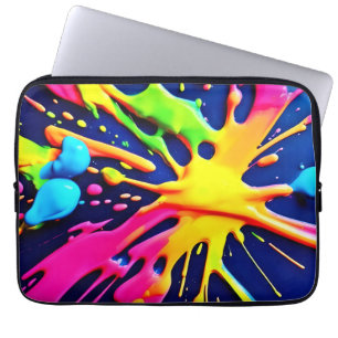Vivid Neon Splashes Laptop Sleeve