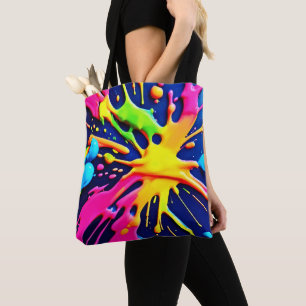 Vivid Neon Splashes Tote Bag