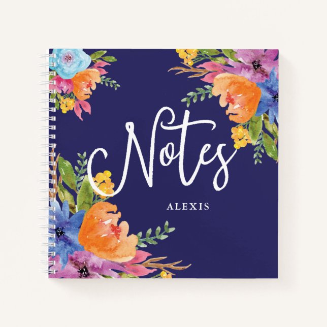 Vivid Notes | Watercolor Floral Bouquet Notebook (Front)