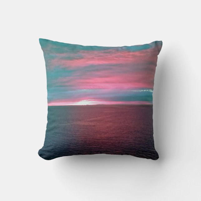 Vivid Ocean Sunset Pillow (Front)
