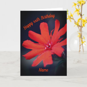 Vivid Orange Daisy Flower Personalised Birthday  Card