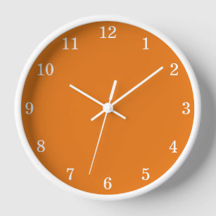 Vivid Orange Minimalist Wall Clock