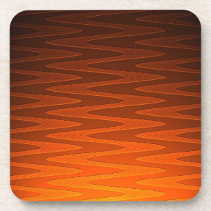 Vivid Orange Zigzag Modern Art Coaster