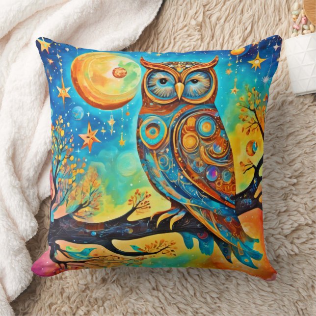 Vivid Owl Celestials: Wonder and Magic Cushion (Blanket)