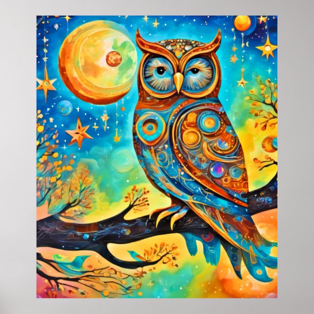 Vivid Owl Celestials: Wonder and Magic Poster (Front)