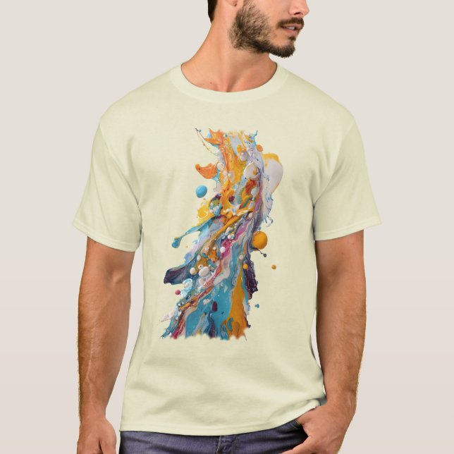 Vivid Paint Splash Abstract T-Shirt (Front)