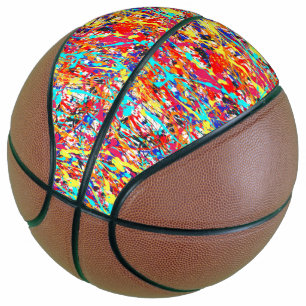 Vivid Paint Splatter Abstract Basketball
