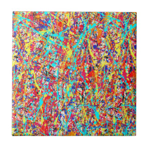 Vivid Paint Splatter Abstract Ceramic Tile
