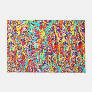 Vivid Paint Splatter Abstract Doormat
