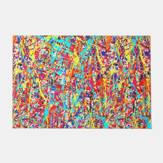 Vivid Paint Splatter Abstract Doormat (Front)