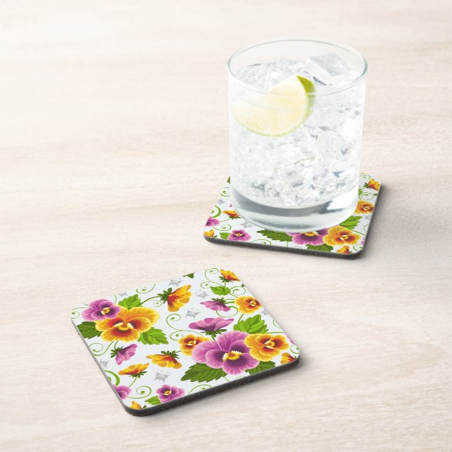 Vivid pansy flowers coaster (Right Side)